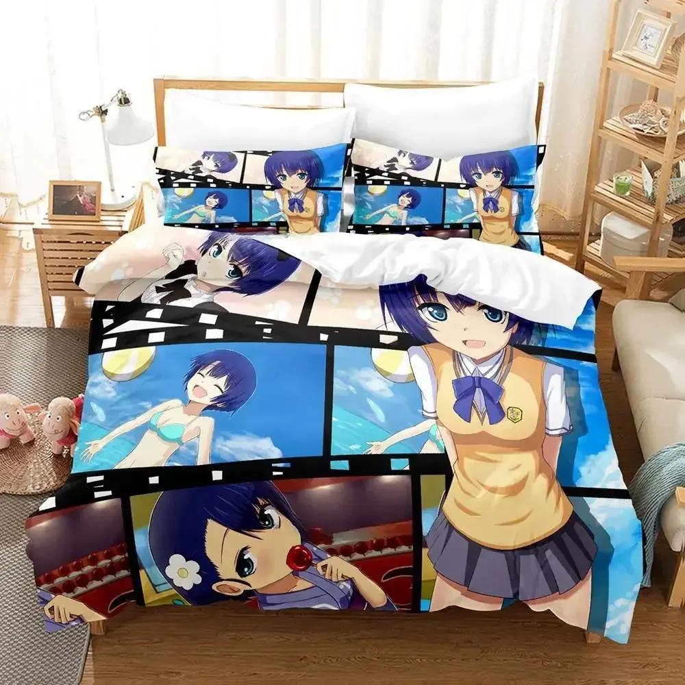 New Kawaii Waiting In The Summer Bedding Set Cartoon Anime Three-Piece Set Adult Kid Bedroom Duvet Cover Sets Twin Bedding Set
