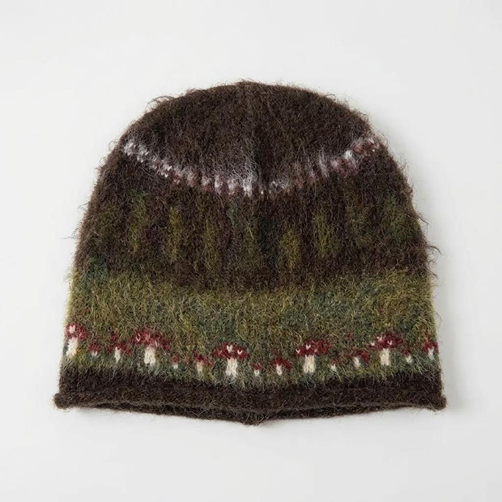 Jacquard Vintage Kniiting Wool Beanies For Women Autumn Winter Ear Protection Warm Cap Fashion Ethnic Anticold Pullover Hats