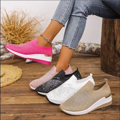 Fashion 2025Women Wedges Platform Sneakers Autumn Fashion Round Toe Casual Sports Slip-on Shoes Non Slip Vulcanized Shoes Plus