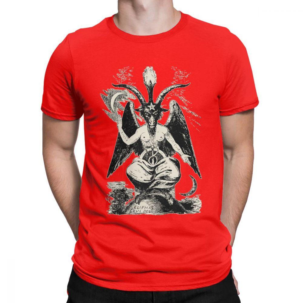 Unisex TShirts Baphomet Vintage Cotton Tee Shirt Camiseta Devil Lucifer Demon Teufel T Shirts Harajuku Tops Graphic D Printed