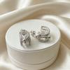 Elegant Paved Buckle Cuff Earrings Minimalist Twisted Rope Texture Small Hoop Ear Jewelry For Ladies Gift Non Allergy Material