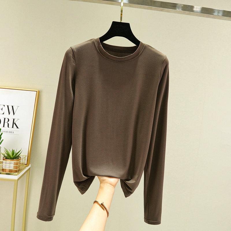 

Women s Slim Fit Modal Long-Sleeve T-Shirt - Trendy Round Neck Top for Autumn 2024 L