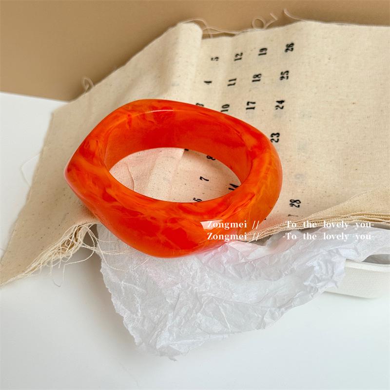 Colorful Geometric Resin Macaron Bracelet: Sweet Girl's Irregular Stacking Design