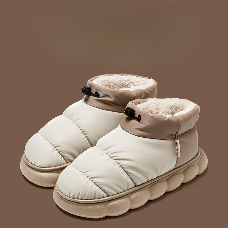 Dame og menn Vanntett Komfort Vinter Varm Faux Fleece Fuzzy Ankel Bootie Tøfler Plysjfôr Slip-on Hussko Anti-skli såle