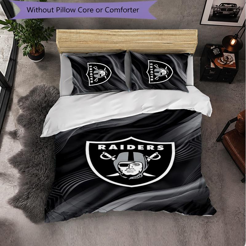 Set Biancheria da Letto 3 Pezzi in Microfibra con Motivo Las Vegas Raiders Decorazione Copripiumino per Camera da Letto Uso Domestico