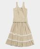 Some Place Check Mix Lace Voluminous Flare Tiered Shirred Sleeveless Layered Long Dress [Beige]