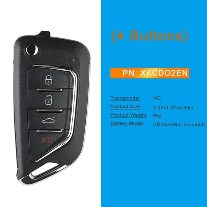 For Xhorse XKCD02EN Universal Wire Remote Key Fob For Cadillac Style 4 Button For VVDI Key Tools