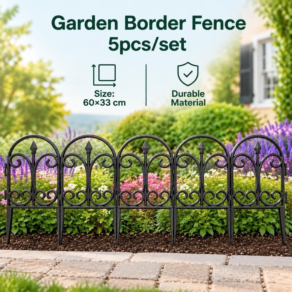 5pcs Weather Resistant Garden Edging Border 23in ×13in Plastic Landscape Barrier Patio Yard