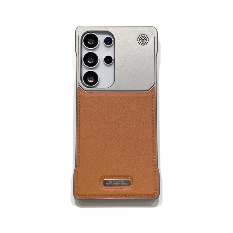 Suitable for Samsung S25 Ultra Mobile Phone Case Metal Frameless Magnetic Suction S24Plus Incense Leather S23 Anti-fall Cover