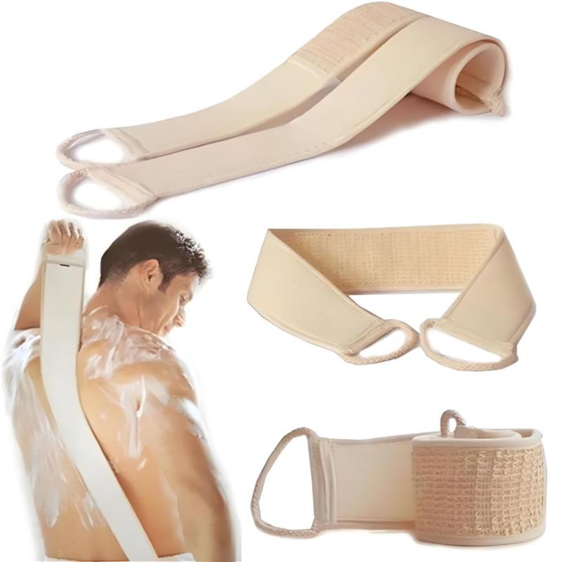 Long Exfoliating Body Scrubber with Strap, Soft Bath Sponge & Dry Brushing Tool for Shower & Spa, Dead Skin Removal Washcloth
