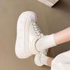 Muffin Platform White Shoes Women's 2025 Spring and Summer New Popular Small Man Height Increase Versatile Casual Big Head Bread Shoes