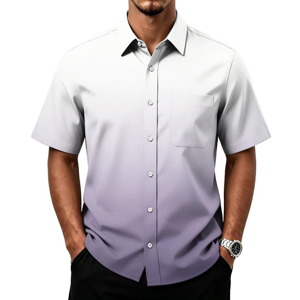 Men's Casual Short Sleeve Button Down Shirt with Chest Pocket Lightweight Breathable Summer Shirt for Everyday Wear