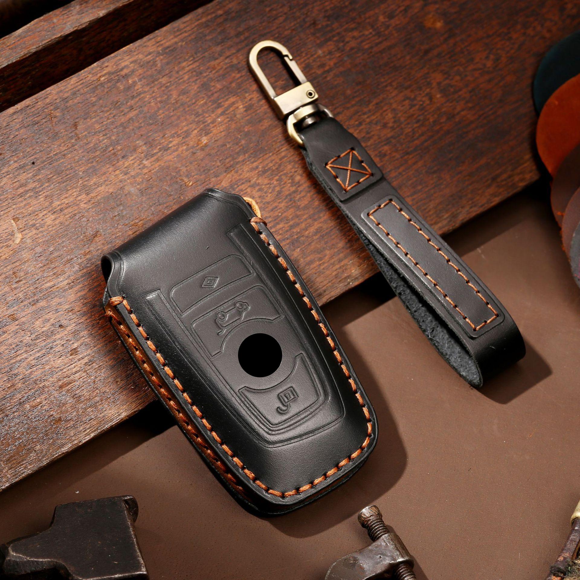 

Interior Mouldings Key Case for Car Luxury Leather Fob Keychain Accessories For BMW CAS4 CAS1 1 2 5 7 Series X1 X3 X5 X6 X5M X6M