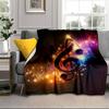 Music Notes Sparkle Blanket Flannel Blanket for Bed, Sofa, Camping, Hiking, Picnic Essentials, Gift for Family Fan Gifts