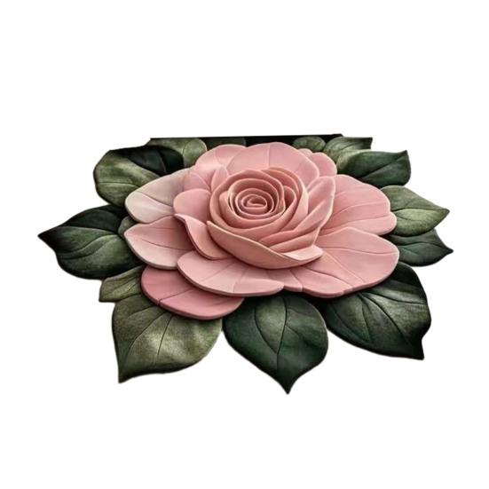 

3D Цветочный ковер Реалистичный Цветочный Противоскользящий Напольный коврик Впитывающий Быстросохнущий Коврик для ванной для Кухни Спальни Прихожей Туалетного столика 80 cm розовый