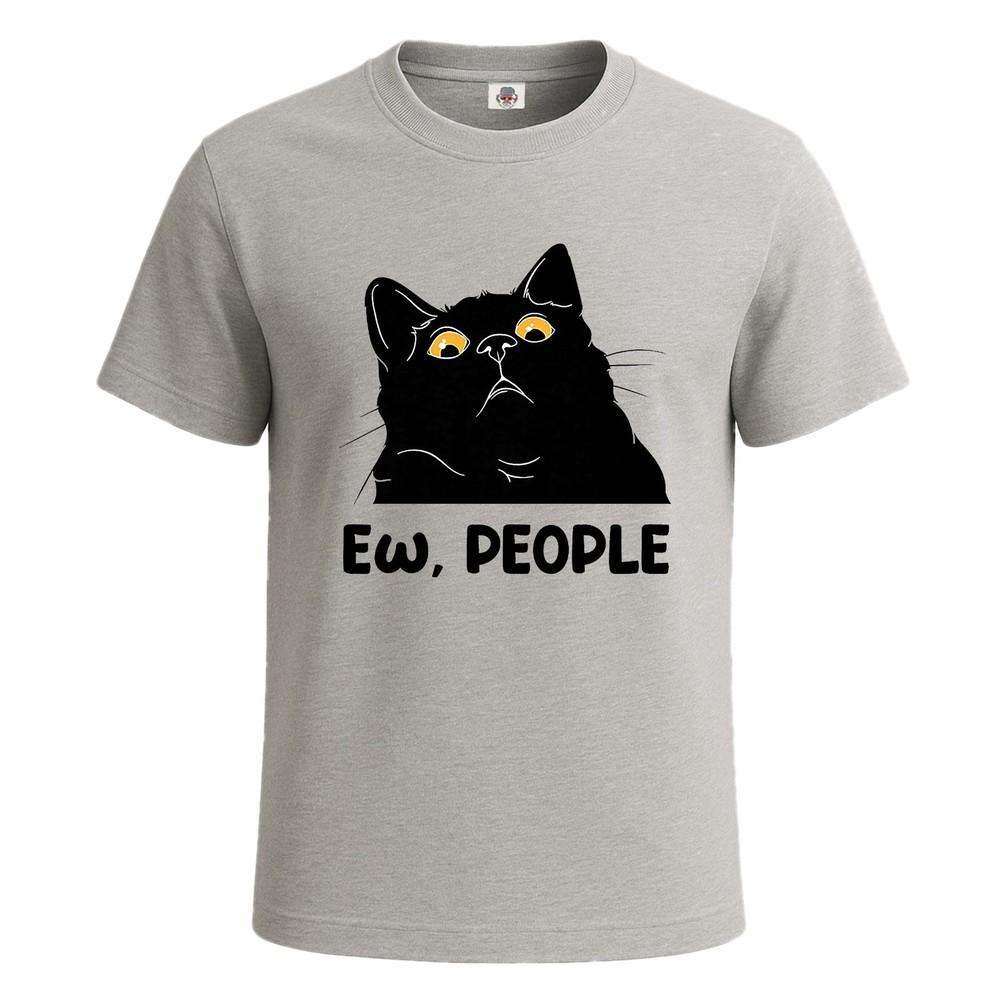 Ew people black cat lover mens t shirt novelty design joke gift top tee 2XL
