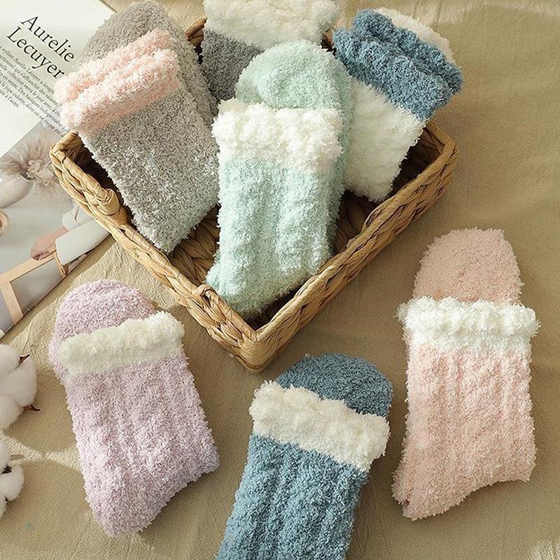 2 Pairs Women'S Winter Warm Socks -Fuzzy Thick Thermal Fluffy,Soft Cute Home Slipper Socks,Fashion Sleeping Socks For Daily Wear