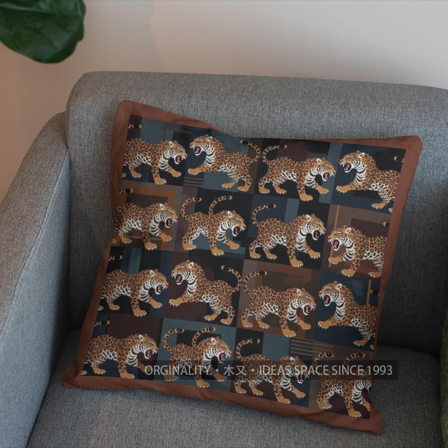 2D Leopard-Patterned Pillowcase With Geometric Design Pattern Cushion Cover Suitable For Sofa Bedroom Car Pillow Cover