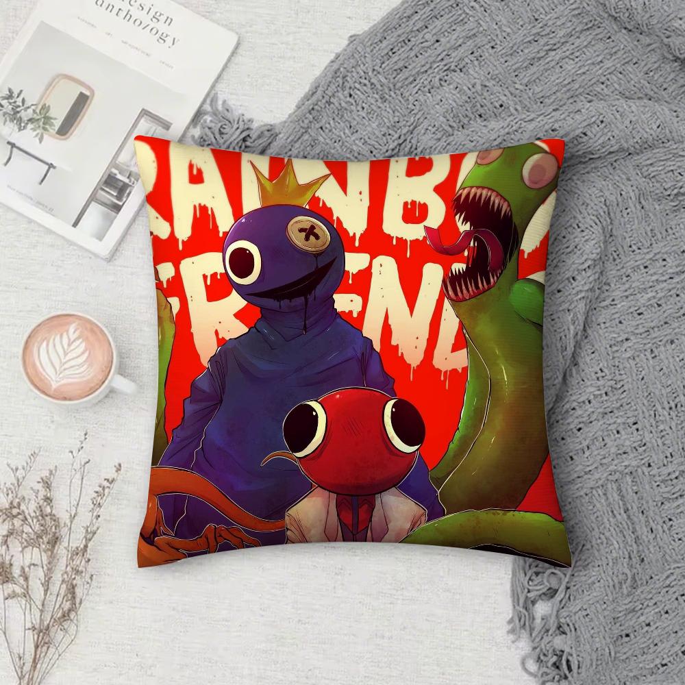 Game R-Rainbow F-Friend Pillow Case Square Double-Sided Printing Short Plush Sofa Cushion Cover Pillow