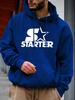 Men'S Star Design Winter Streetwear Regular Fit Slight Stretch Fabric Hooded Sweatshirt for Casual Attire Winter Apparel