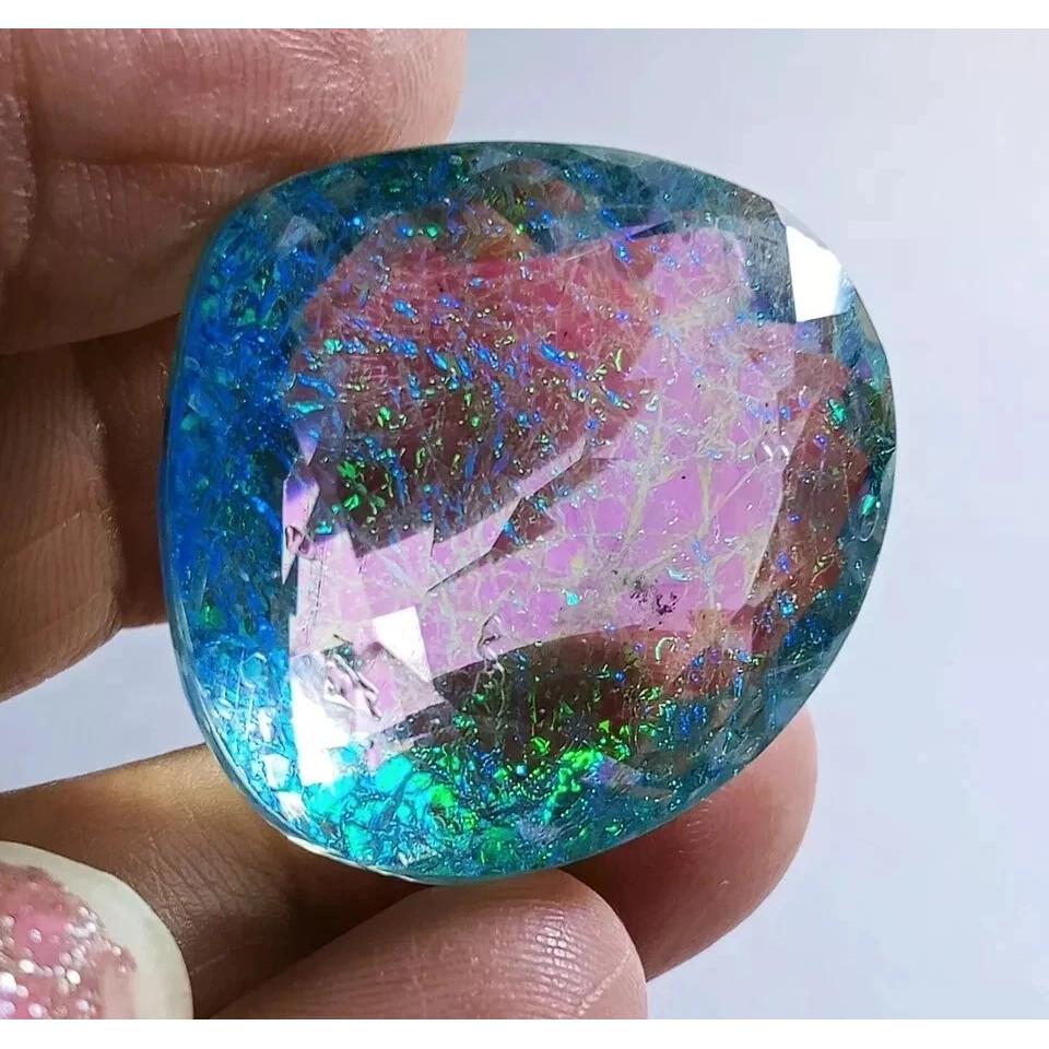 65.20 Ct Natural Fire Opal Monarch Doublet Pear Cut Fabulous Certified Gemstone