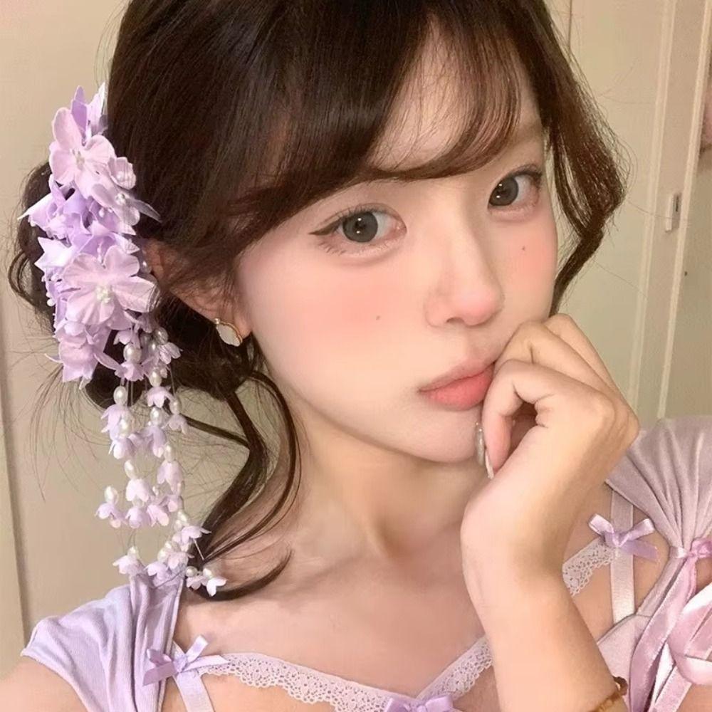 Fermacapelli Fiore di Lusso Clip ad Anatra con Perle Clip Laterale Raffinata Acconciatura Sposa