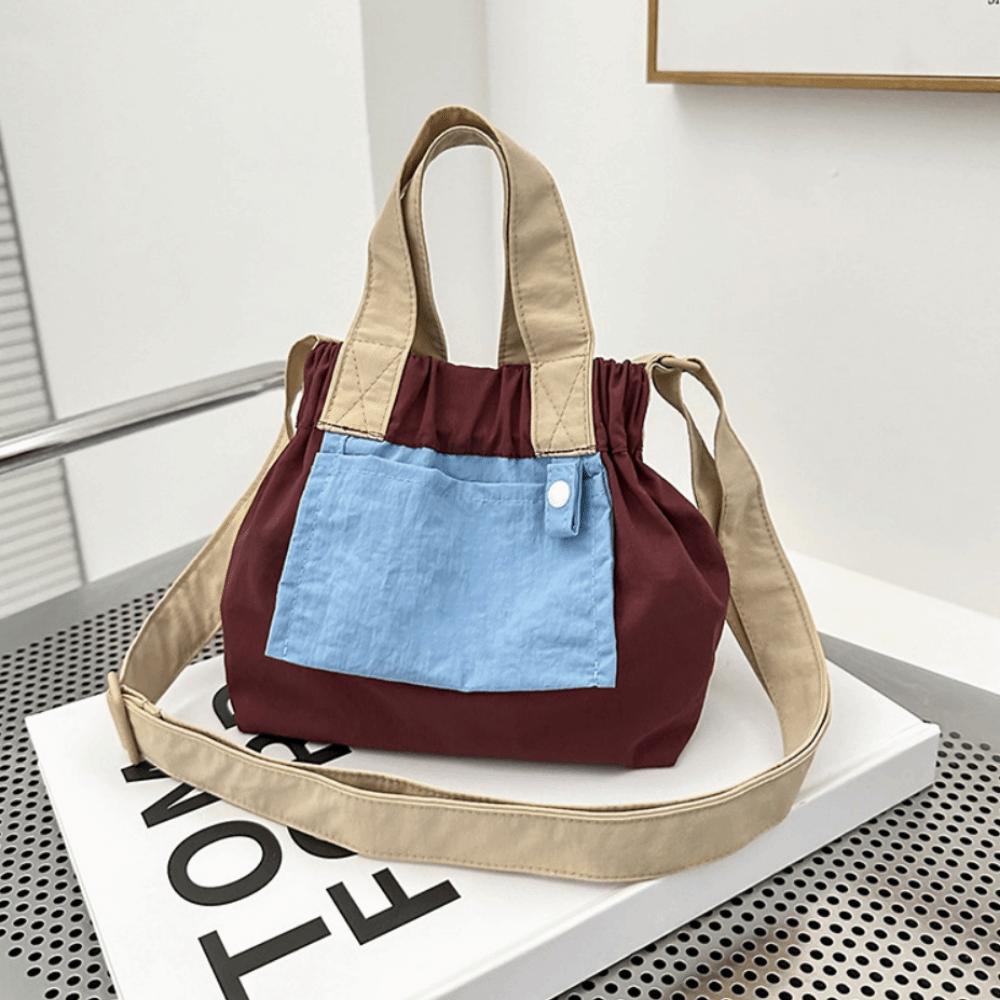 Candy Color Casual Handbags Ruched Design Crossbody Bag Trendy Nylon Shopper Purses  Commuting