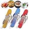 Edelstahl 4 in 1 Tragbares Outdoor-Taschenklappmesser Gabel Löffel Set Multifunktionales Besteck Löffel Gabel Messer Öffner