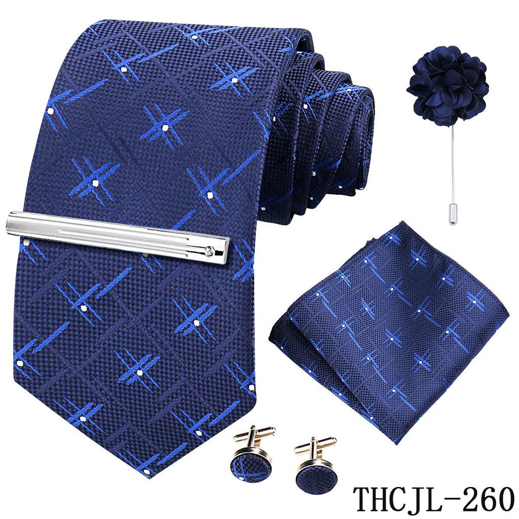 Men'S Business Dress Tie 5-Piece Groom Best Man Dress Accessories Gaowei Dense Jacquard Tie Worker