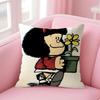 Cartoon MMafalda Cushion Cover Natural Linen Pillow Case DoubleSided Print Decorative Sofa Pillowcase Home Decor Gift