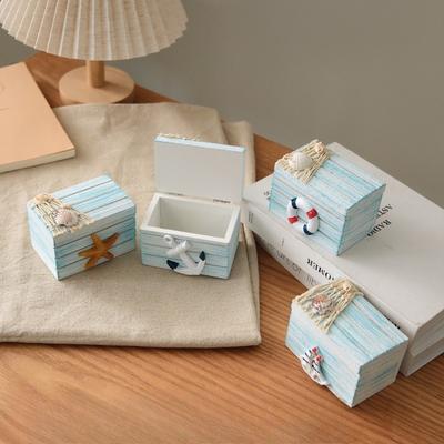 Thème Fraîcheur Océanique Coffre au Trésor Sous-marin Mini Petite Boîte Petite Chaise de Plage Style Méditerranéen Ornement Décoratif Accessoires de Prise de Vue