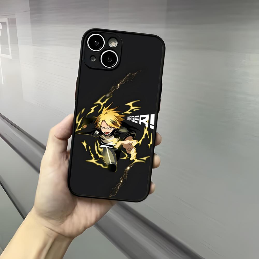 Denki K-Kaminari Phone Case For Iphone 17 16 15 14 13 12 Pro Max Xr Air Plus Skin Feel Black Hard Shell Cover