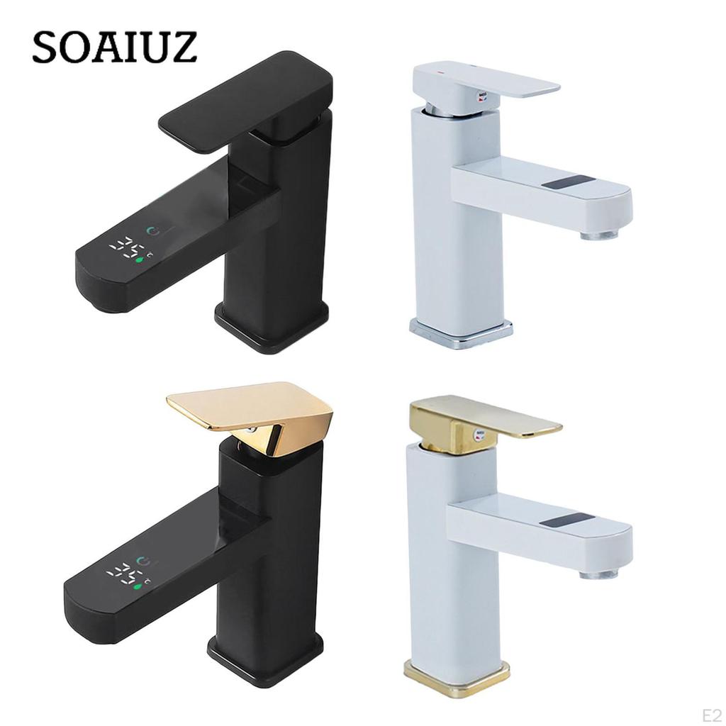Bathroom Faucet, Basin Faucets, LED Temperature Digital Display, Countertop Sink Tap