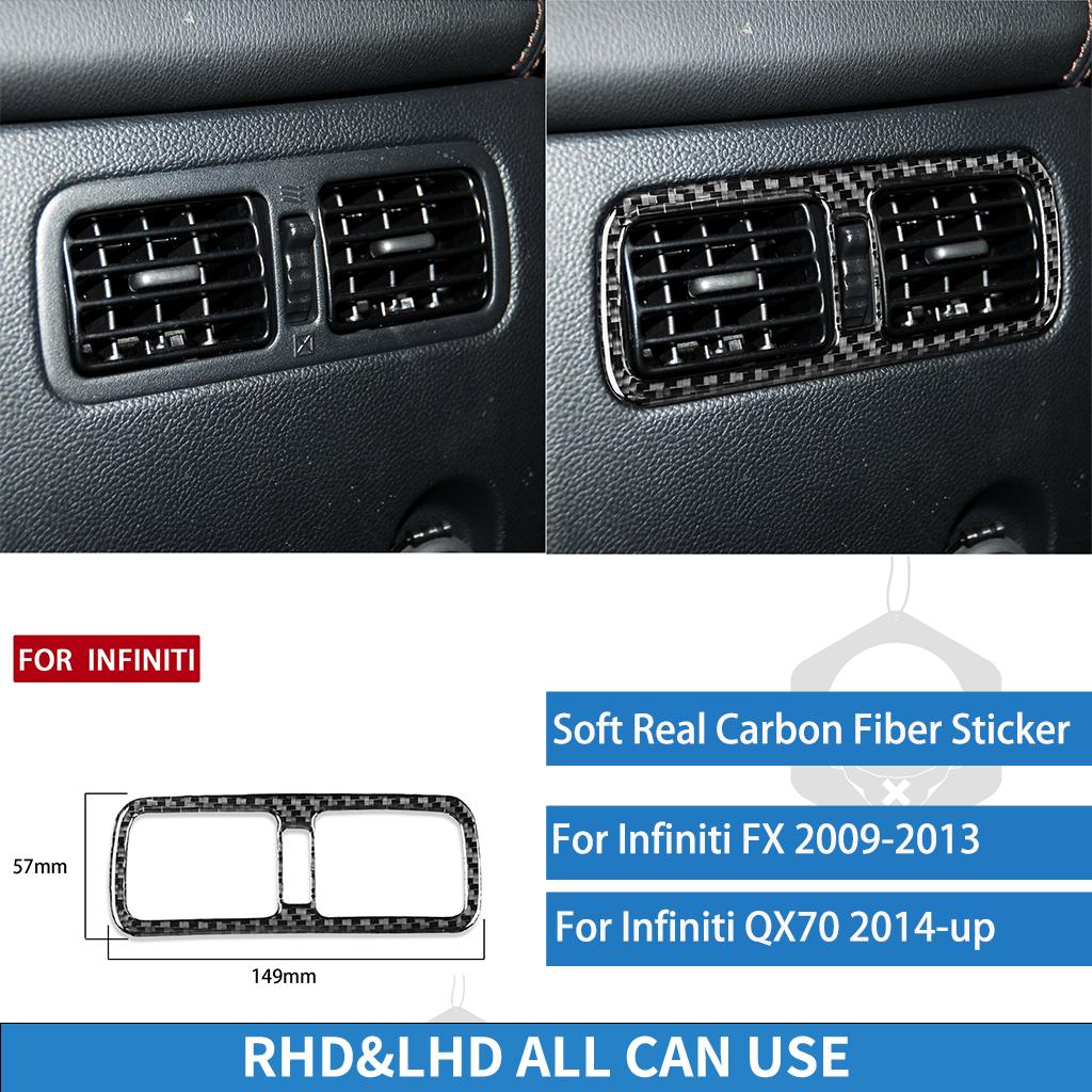 For Infiniti FX QX70 Soft Real Carbon Fiber Rear Air Outlet Trim Frame Panel Tuning Cover Sticker Car Interior Accessories Trim