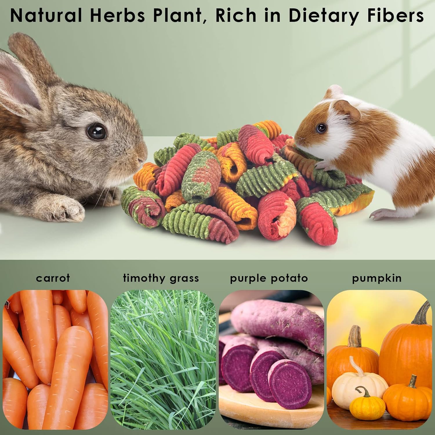 ERKOON Chinchilla Treats, Timothy Grass Chew Toys for Teeth for Rabbit Guinea Pig Gerbil Rat Dwarf Hamster (Treats)