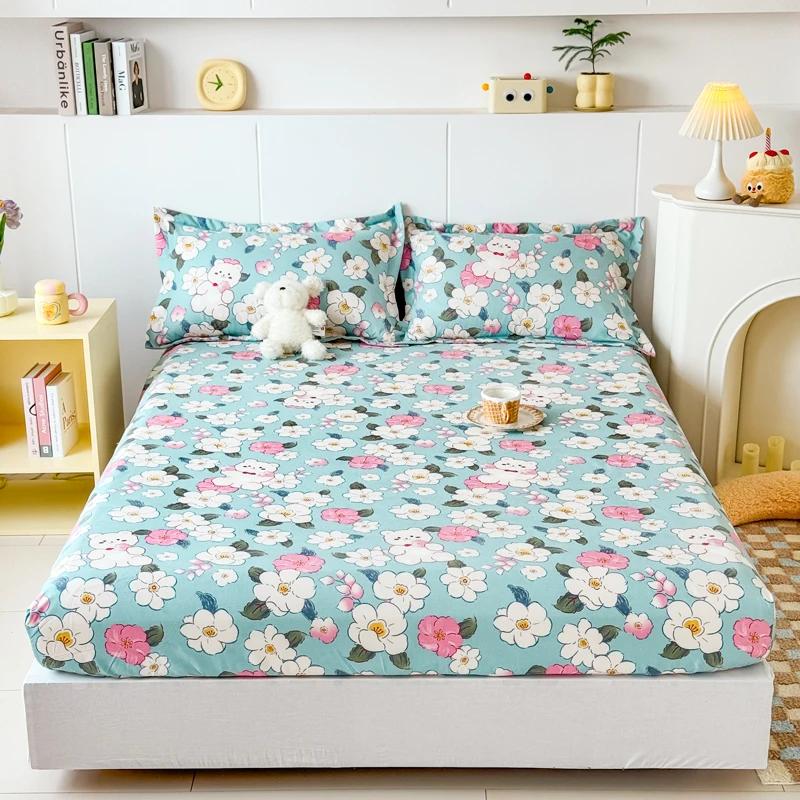 High Quality Printed Fitted Sheet Single Double Queen Size Mattress Cover With Elastic Band Bedsheet Soft Comfortable Fitsheet
