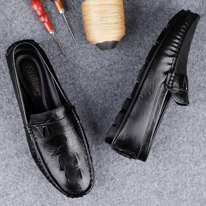 Fashion Italian Non Slip Soft Soled Flat Casual Shoes Commuting Wear-resistant Men's Driving Shoes Business Men's Leather Casual Shoes