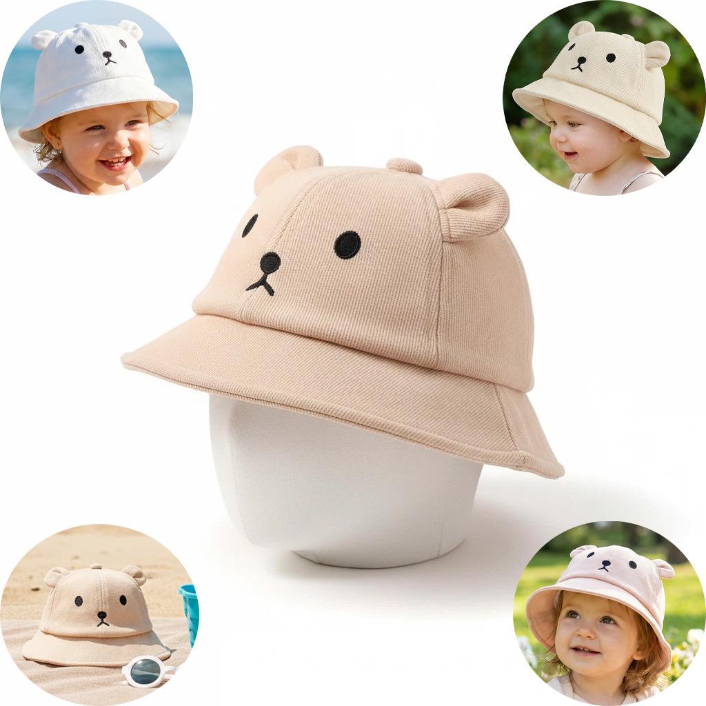 2024 Spring/Summer Korean Baby Cute Bear Bucket Hat - Unisex Sun Protection
