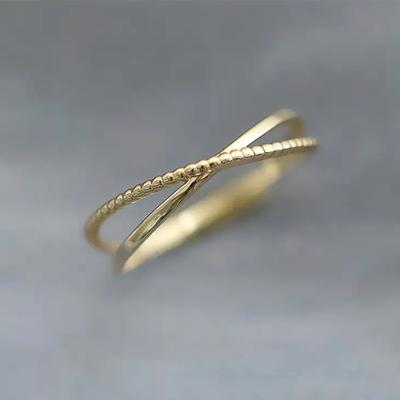 Minimalist Gold Color Cross Rings Women Simple Stylish Stackable Finger-Rings Temperament Versatile Girl Jewelry Dropship