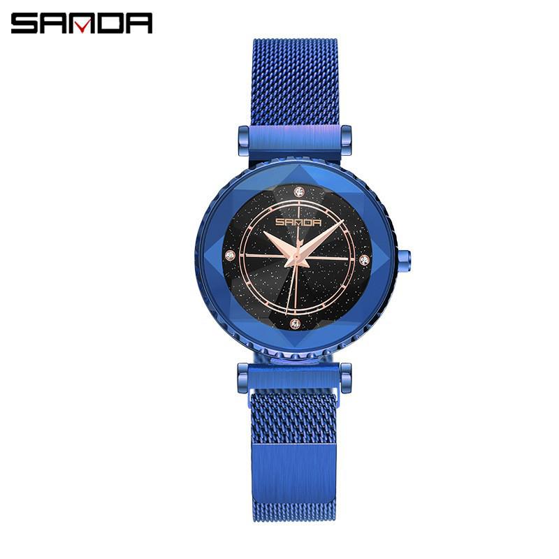 Sanda Starry Sky Women s Waterproof Quartz Watch with Magnetic Milanese Mesh Strap