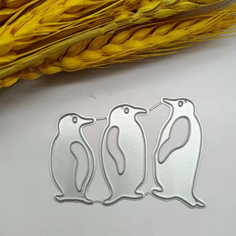 

3 арктических пингвина, дизайн, скрапбукинг, ремесло, штамп, 3D DIY, изготовление фестивальных карточек серебряный