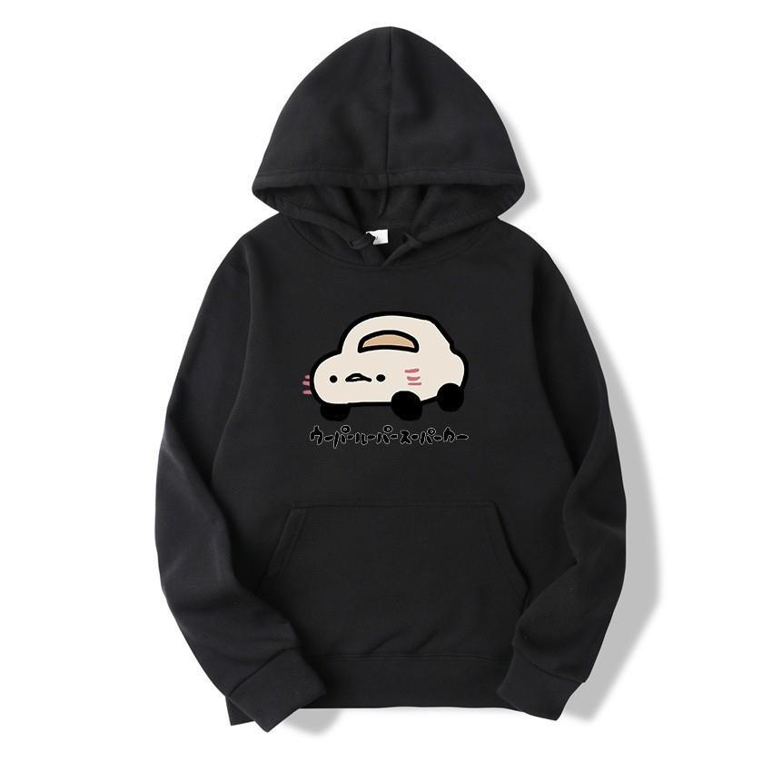 Autumn Winter Japanese Harajuku Loose Fit Hooded Sweatshirt with Supercar Print