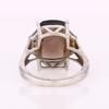 Smoky Quartz & White Topaz Ring 925 Sterling Silver Rhodium Plated Cushion Gemstone Ring for Women