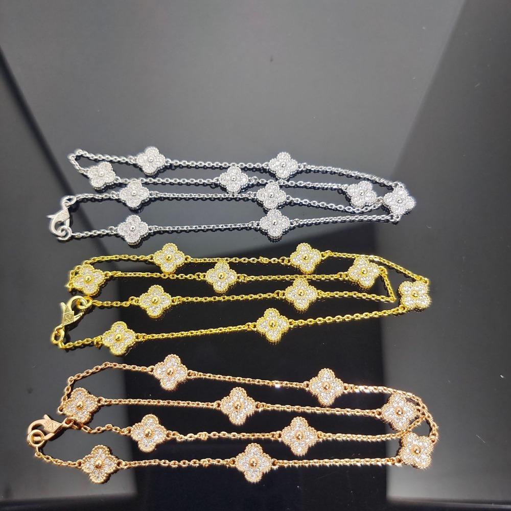 10 Flower Four-leaf Clover Necklace Non-fading Women's Summer Clavicle Chain