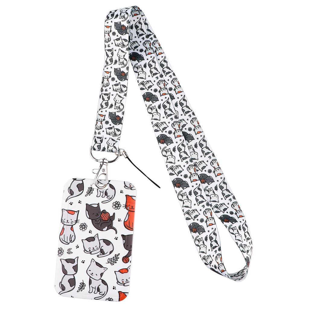 Cartoon Cute Cat Mobile Phone Lanyard Card Holder Bus Card Student Card Work ID Hard Shell Multifunctional Protective Cover