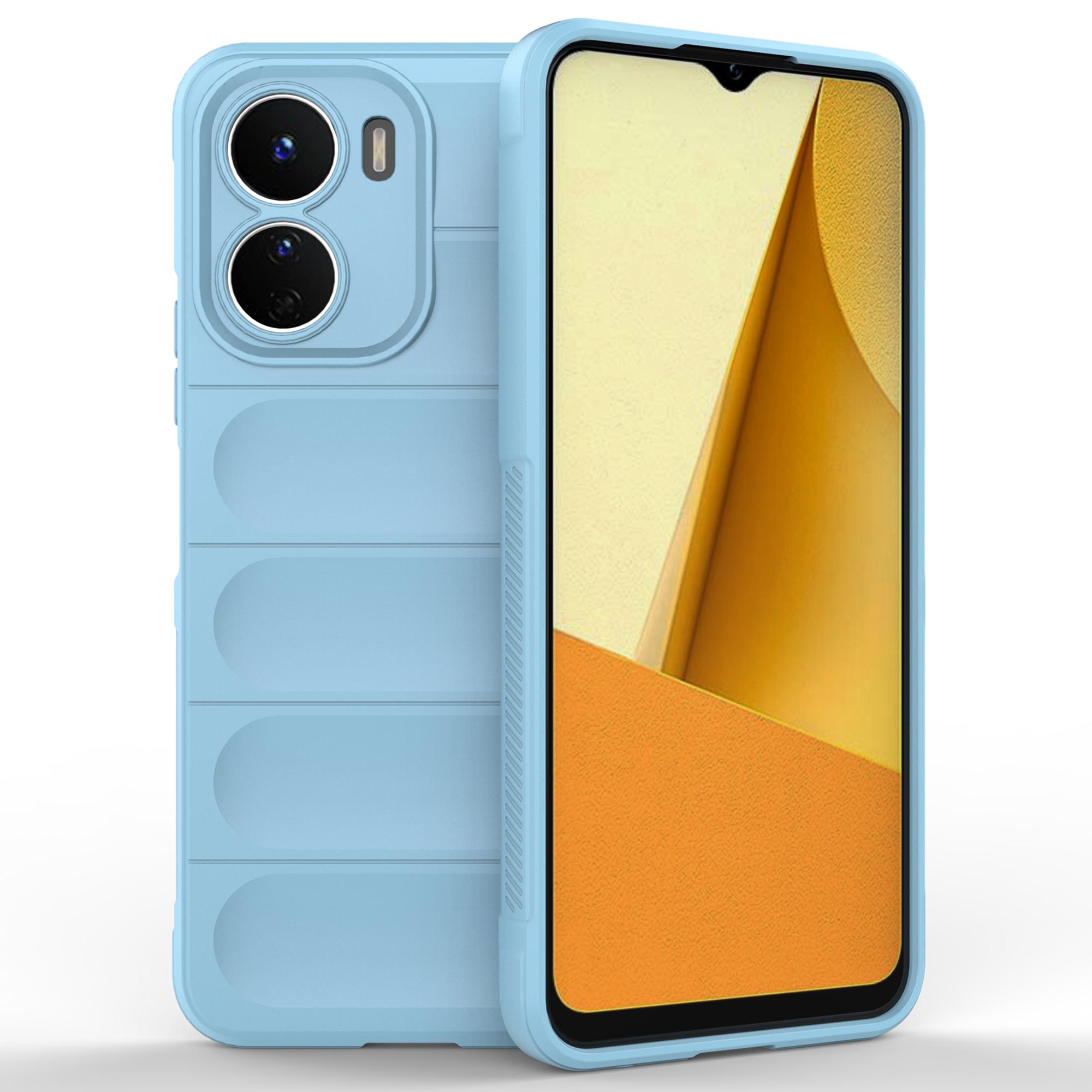 

For vivo Y16 4G Collision Resistant Soft TPU Cell Phone Cover Non-Slip Rugged Back Phone Case Baby Blue