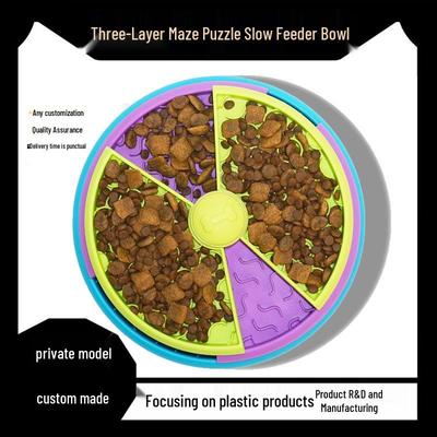 Triple-Layer Educational Anti-Tip Pet Slow Feeder Bowl