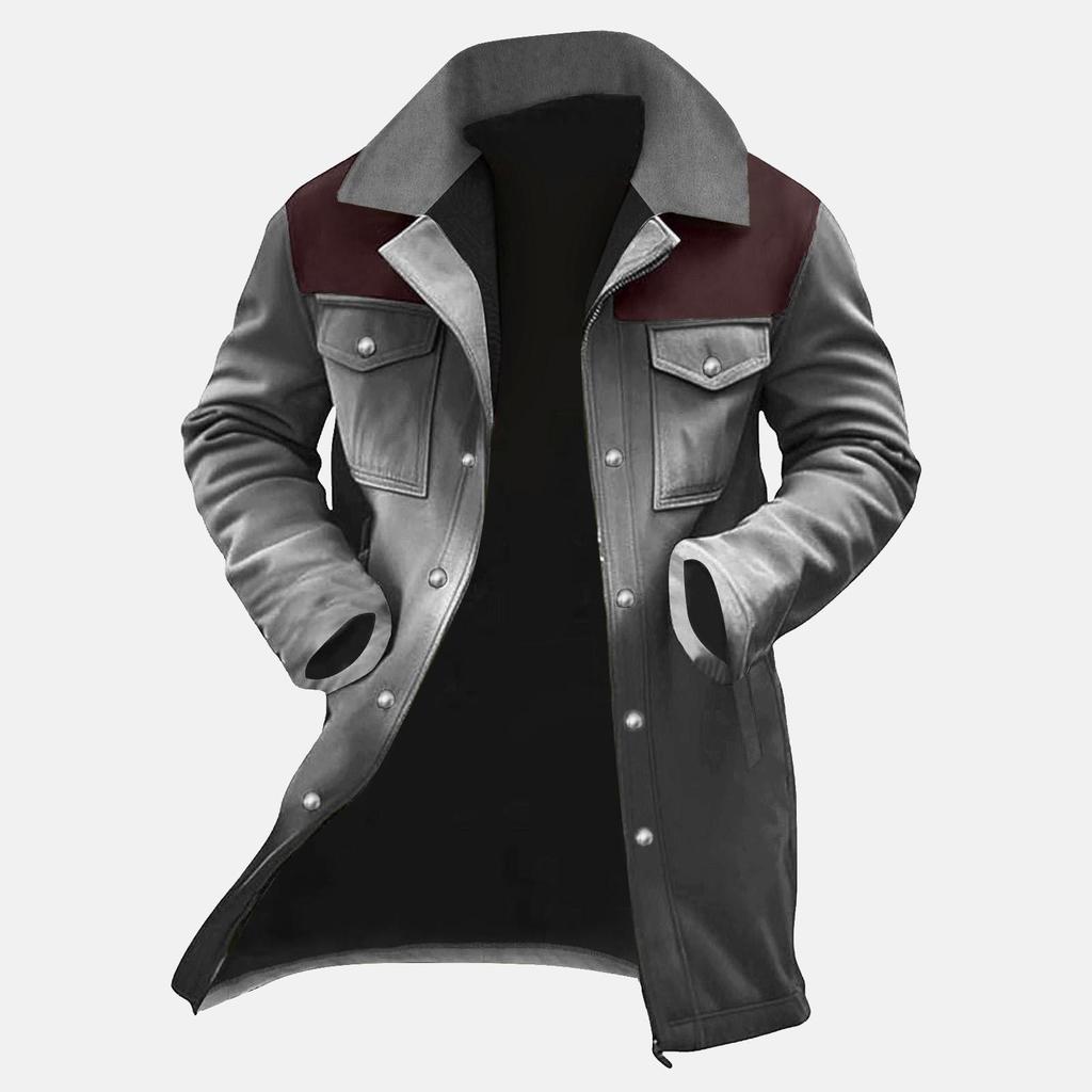 Men's 2026 Autumn/Winter Suede Patchwork Jacket with Multi-Pocket Zipper