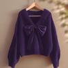 Women's Bowknot Knit Sweater - Versatile Autumn/Winter Fashion 2025, Japan-Korea Style