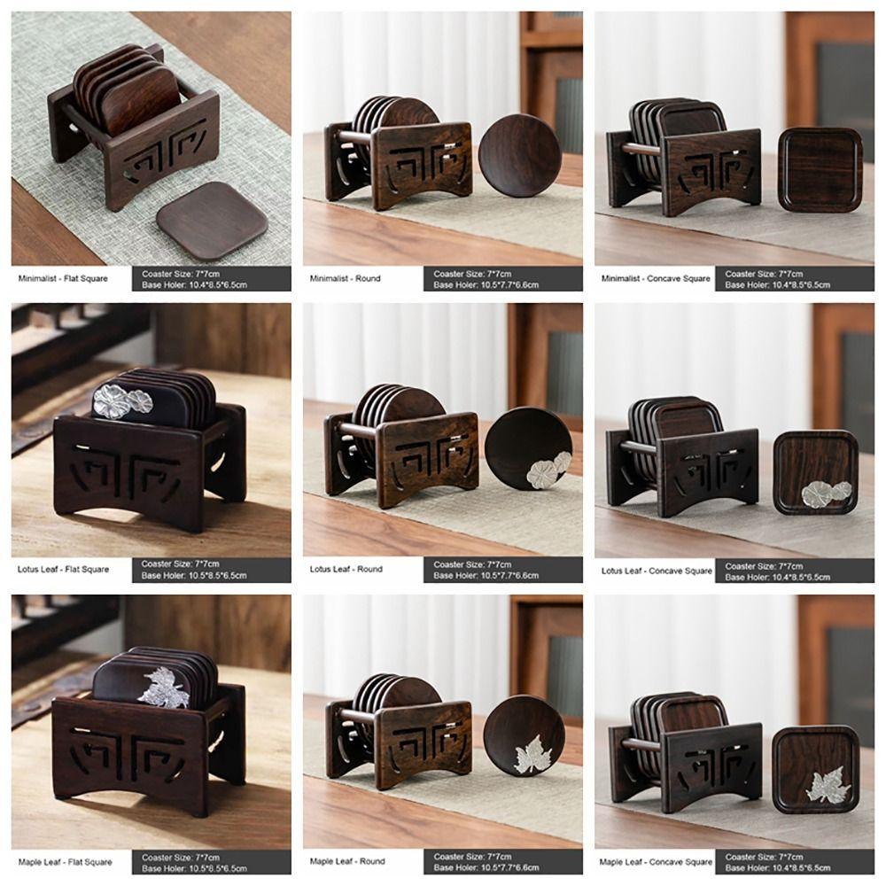 High-End Black Sandalwood Coaster Heat Insulation Heat Resistant Cup Mat Tea Ceremony Accessories Tea Tray Dining Table